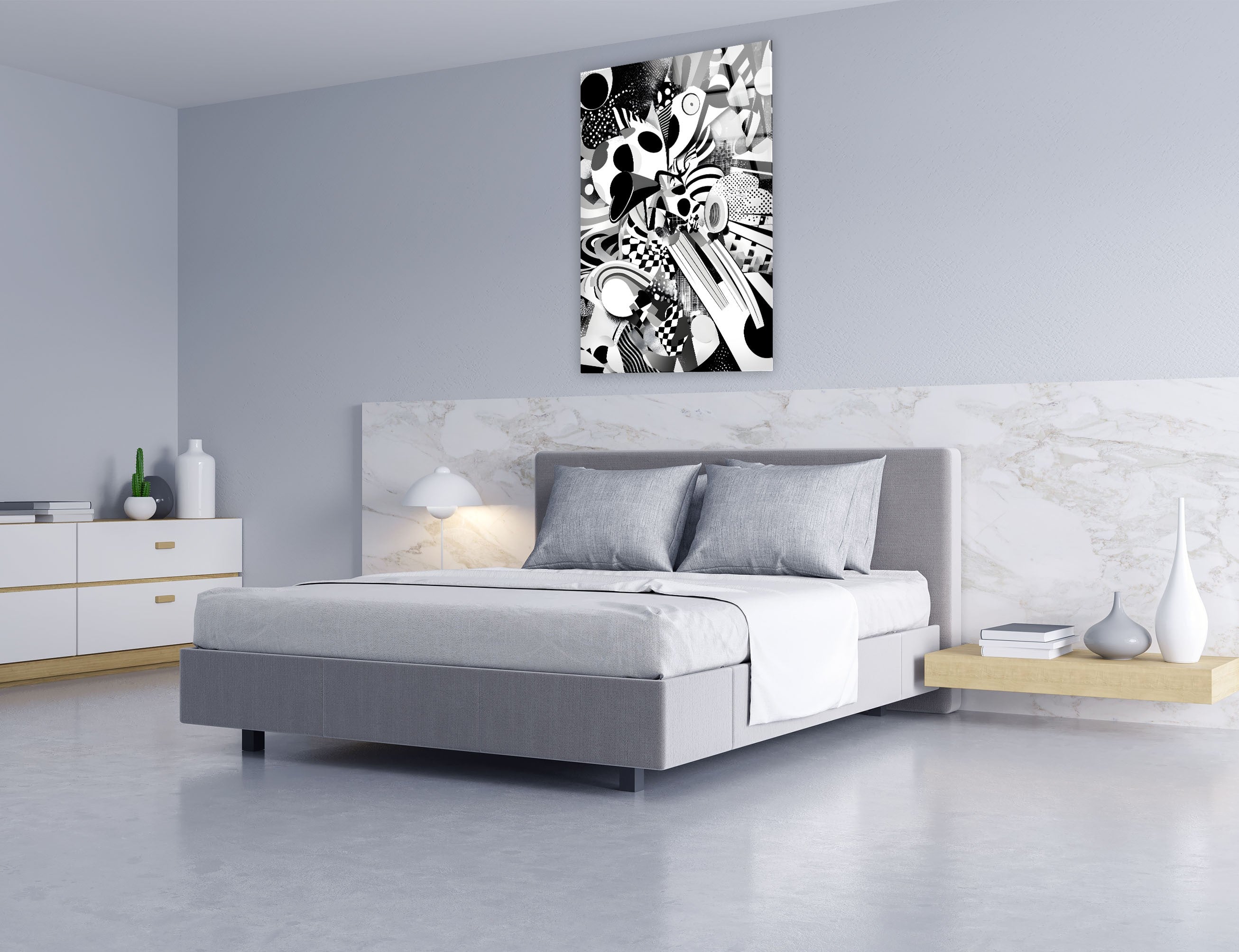 3D Cubics Art Glass Wall Decor - Modern Geometric Stained Glass Mosaic for Living Room, Bedroom & Office Decoration