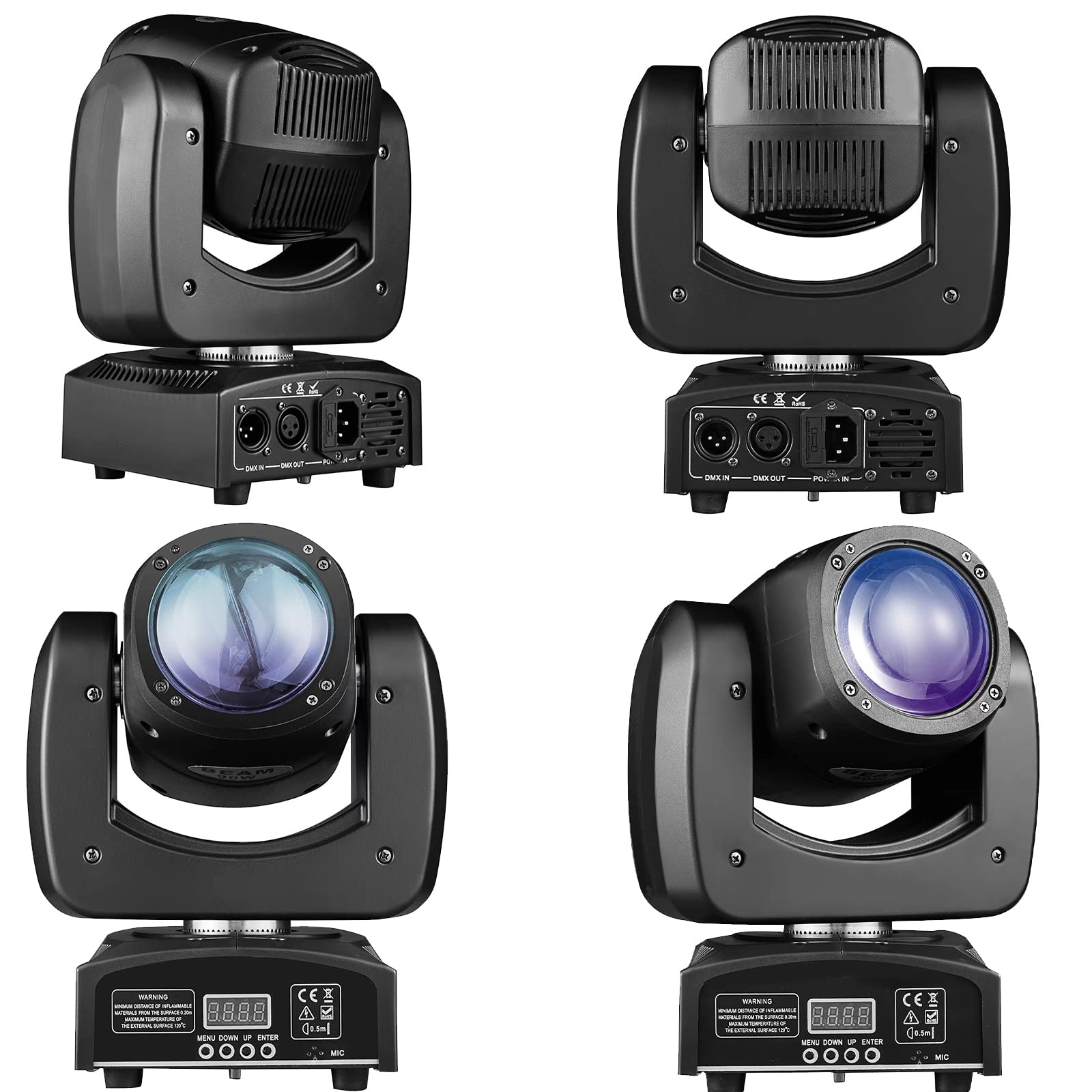 90W LED Moving Head DJ Lights - Mini Beam Stage Lights with Sound Activation, RGBW 4-in-1 Super Bright Spotlight & DMX Control - Perfect for Wedding, DJ Party, Club, Stage Lighting and Live Events