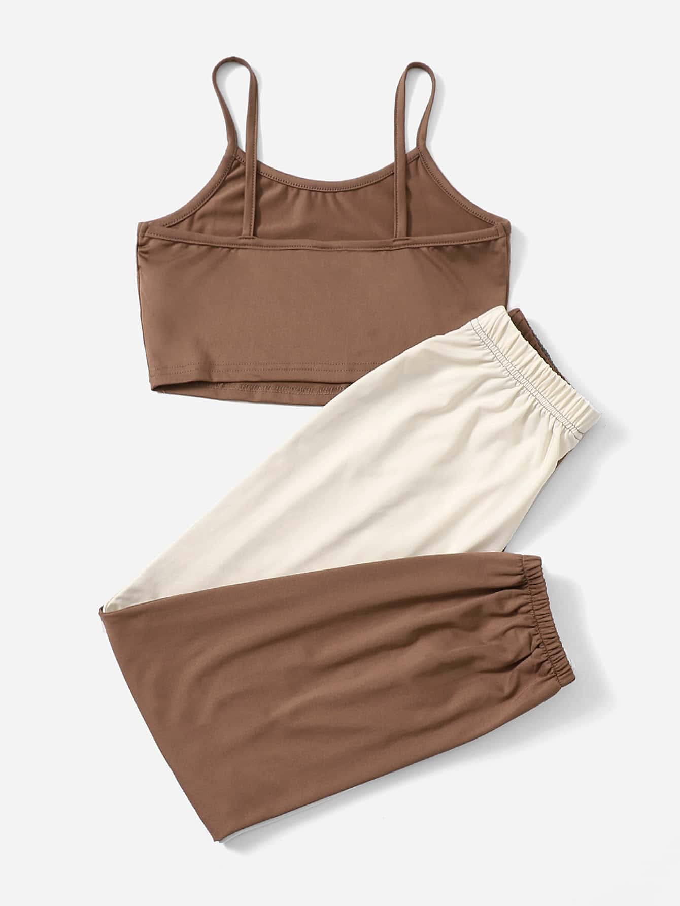 SOLY HUX Girls' 2-Piece Outfit Set - Butterfly Print Cami Crop Top & Soft Sweatpants | Cute Matching Lounge Wear for Teens | Perfect for Sleepovers, Casual Wear & Street Style Fashion