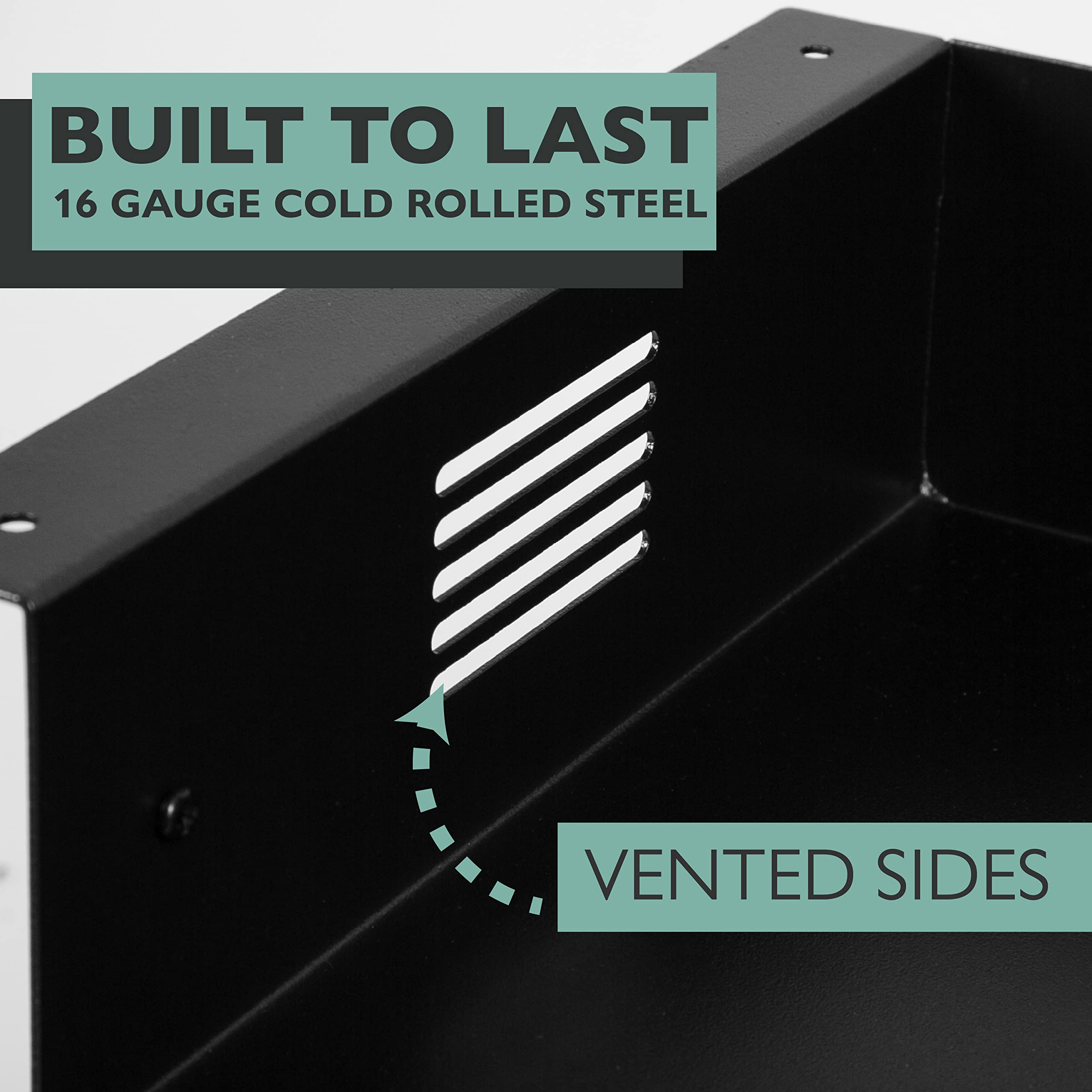Ilyapa Under Desk CPU Mount - Heavy Duty Steel PC Holder with Vented Sides for Optimal Airflow, Space-Saving Computer Wall Storage & Laptop Stand - Perfect for Home Office, Gaming Setup & Workspace Organization (12x11x4 Inches)