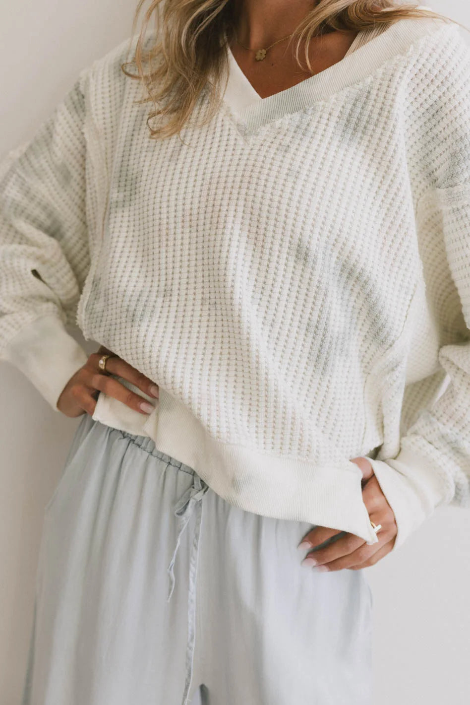 Ellis Waffle Knit Tie Dye Top for Women | Soft Breathable Casual Shirt | Perfect for Spring Outfits, Weekend Brunch & Coffee Dates