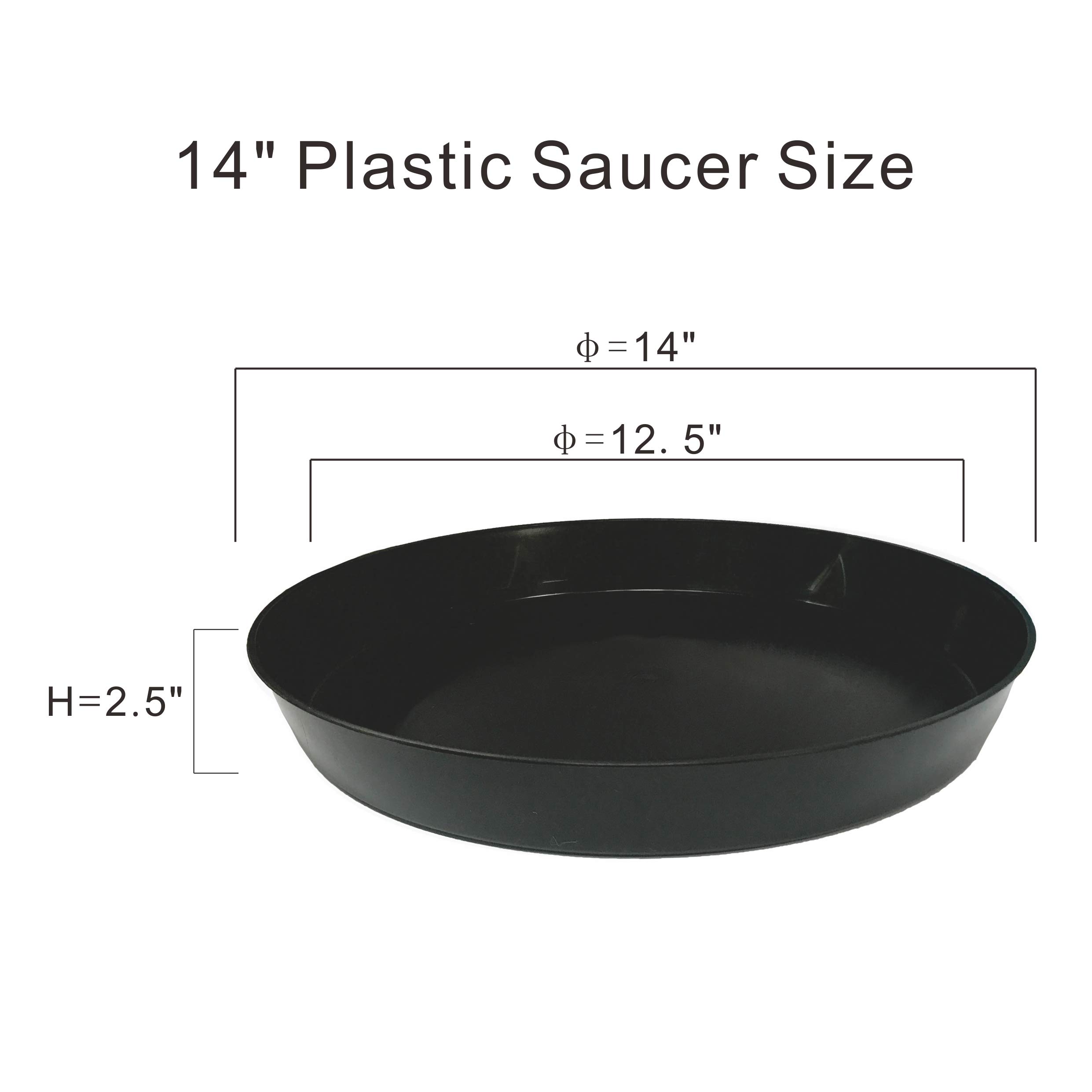 14 Inch 12-Pack Plastic Plant Saucers - Round Drip Trays for Succulent Pots, Indoor & Outdoor Use - Perfect for Catching Water Drips and Soil (12-Pack, 14