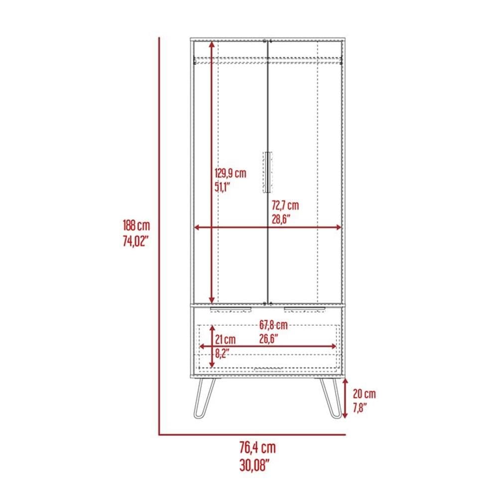 Atlin Designs Light Oak Wood Closet - 2 Door Cabinets & 1 Drawer Storage Organizer for Bedroom, Hallway, or Entryway