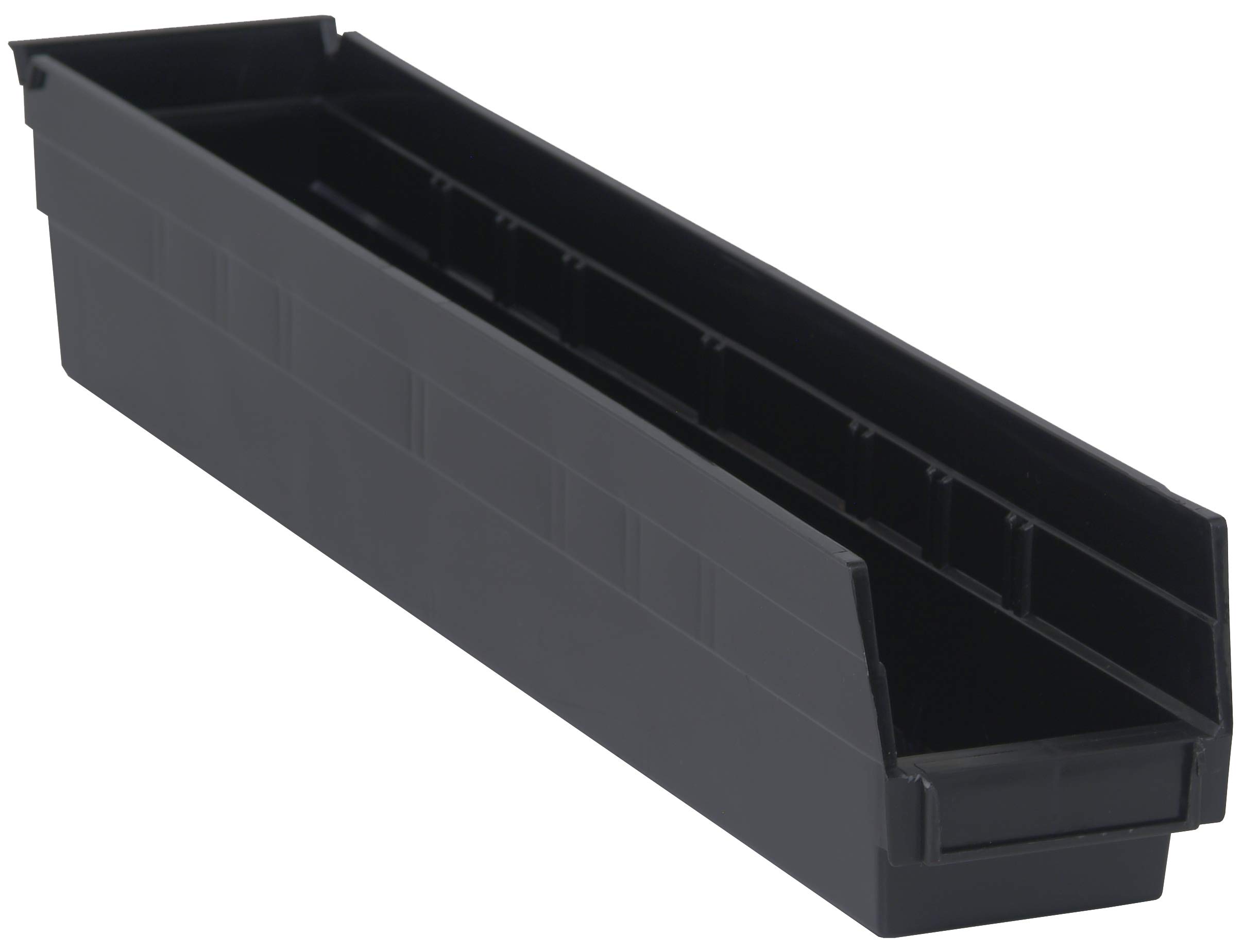 10-Pack Black Plastic Shelf Bin Storage Containers - 23-5/8