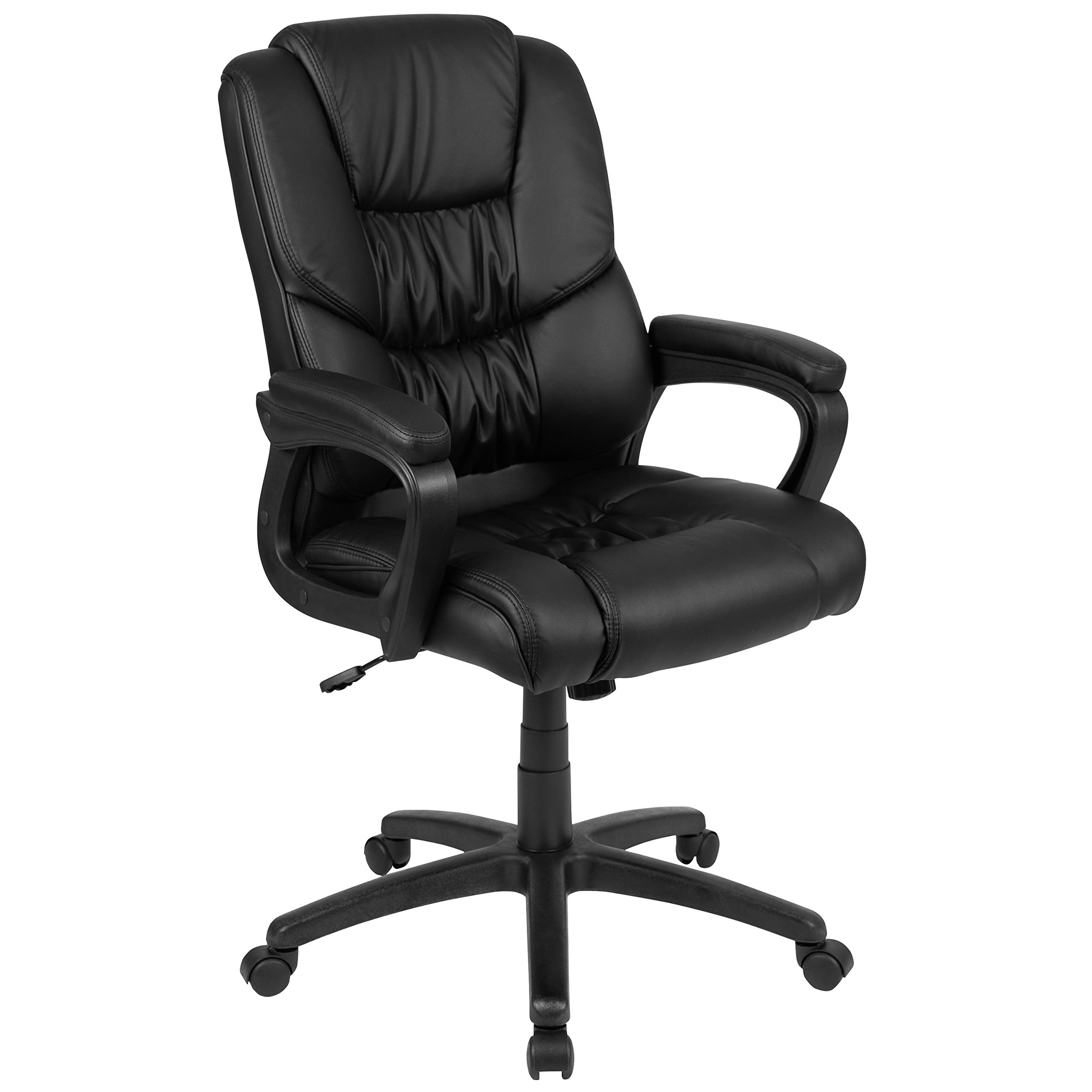 EMMA + OLIVER Big & Tall 400 lb Capacity Black LeatherSoft Executive Office Chair - Heavy Duty Ergonomic Desk Chair for Home & Office Workspaces