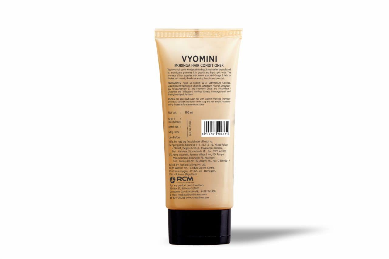 Vyomini Moringa Hair Conditioner (100ml) - Pack of 2 | Natural Deep Conditioning Treatment for Dry, Damaged Hair | Perfect for Daily Hair Care & Salon Use