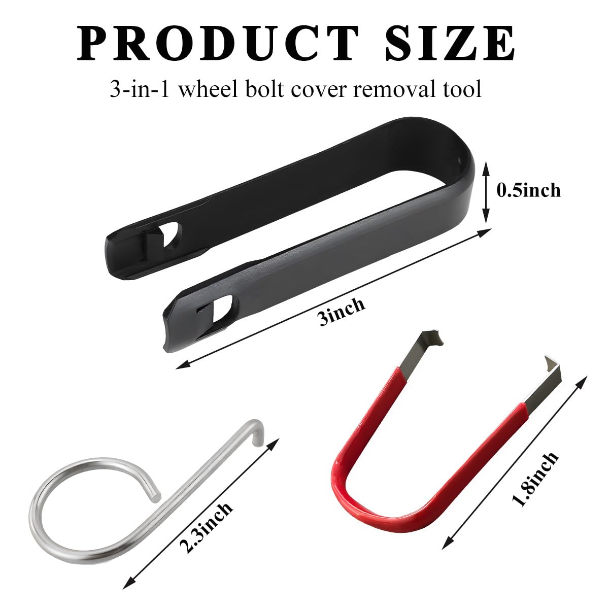 3 PCS Universal Bolt Nut Cover Removal Tool Set - Wheel Hub Nut Screw Cover Puller & Bolt Cap Removal Hook for Most Cars, Trucks & SUVs - Essential Car Maintenance Accessories for Tire Rotation & Brake Service