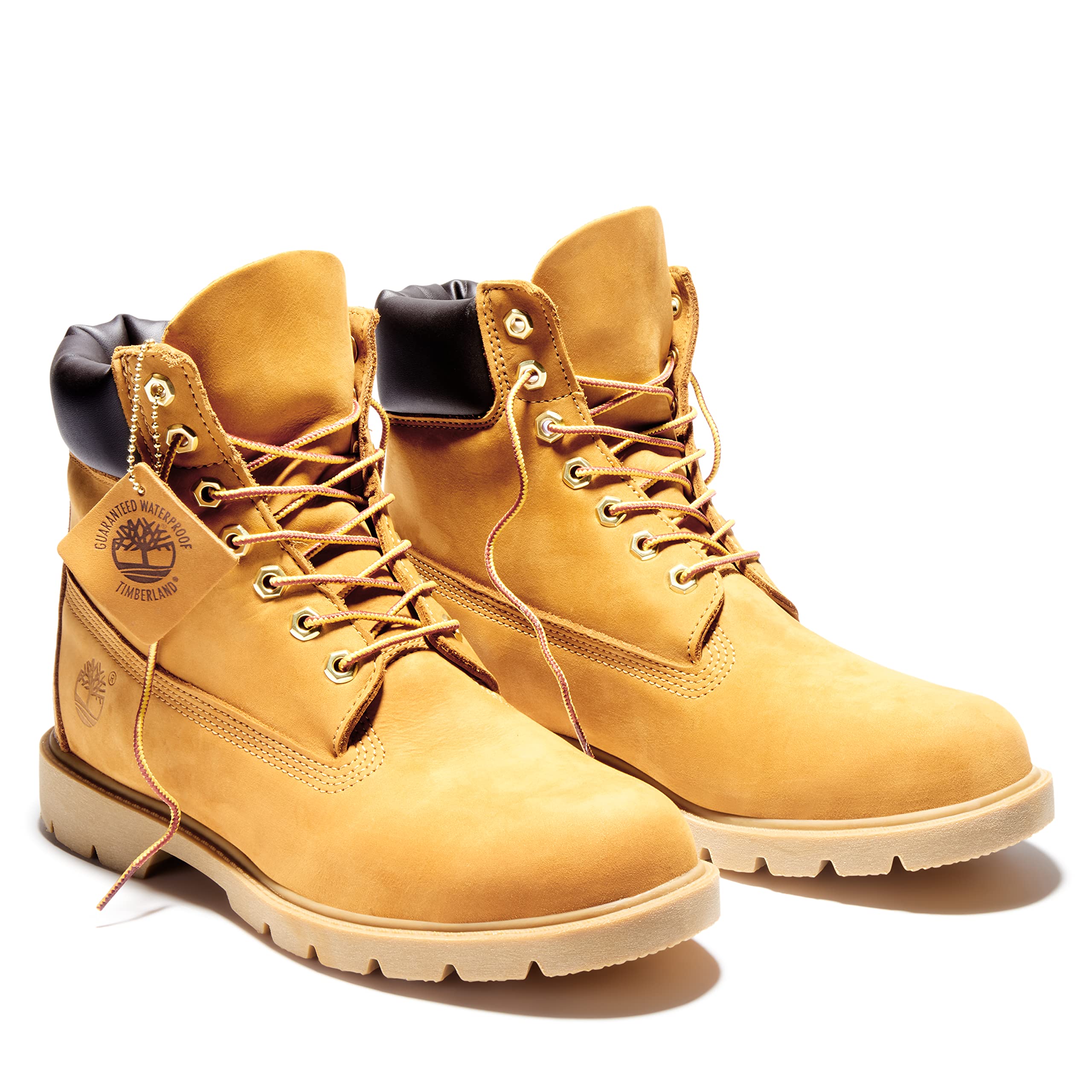 Timberland Men's 6 Inch Waterproof Leather Boots with Padded Collar - Durable Hiking & Work Boots for Outdoor Adventures and Construction Sites