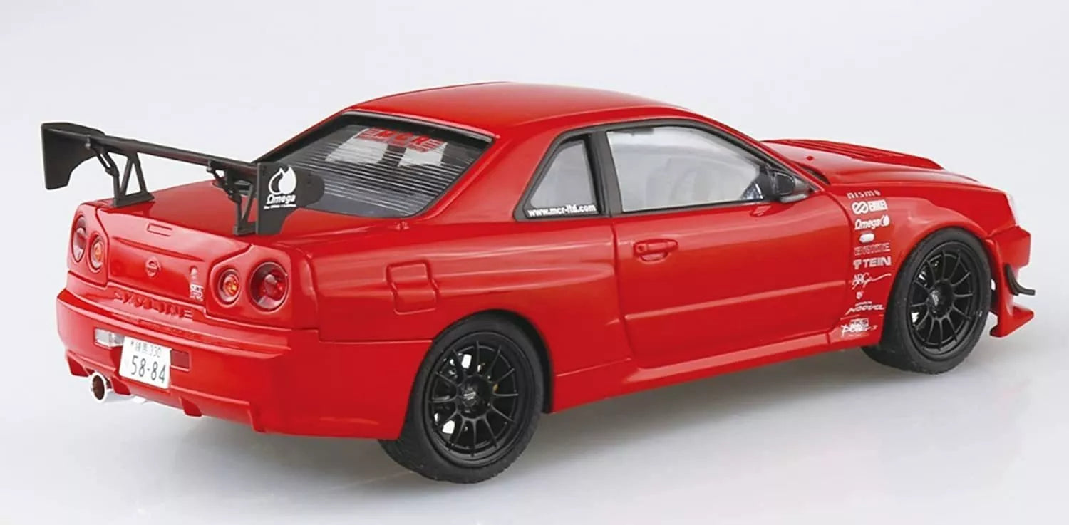 Aoshima 1/24 Scale The Tuned Car Nissan Skyline GT-R BNR34 (R34) 2002 Model Kit - Perfect for Car Enthusiasts & Scale Model Collectors