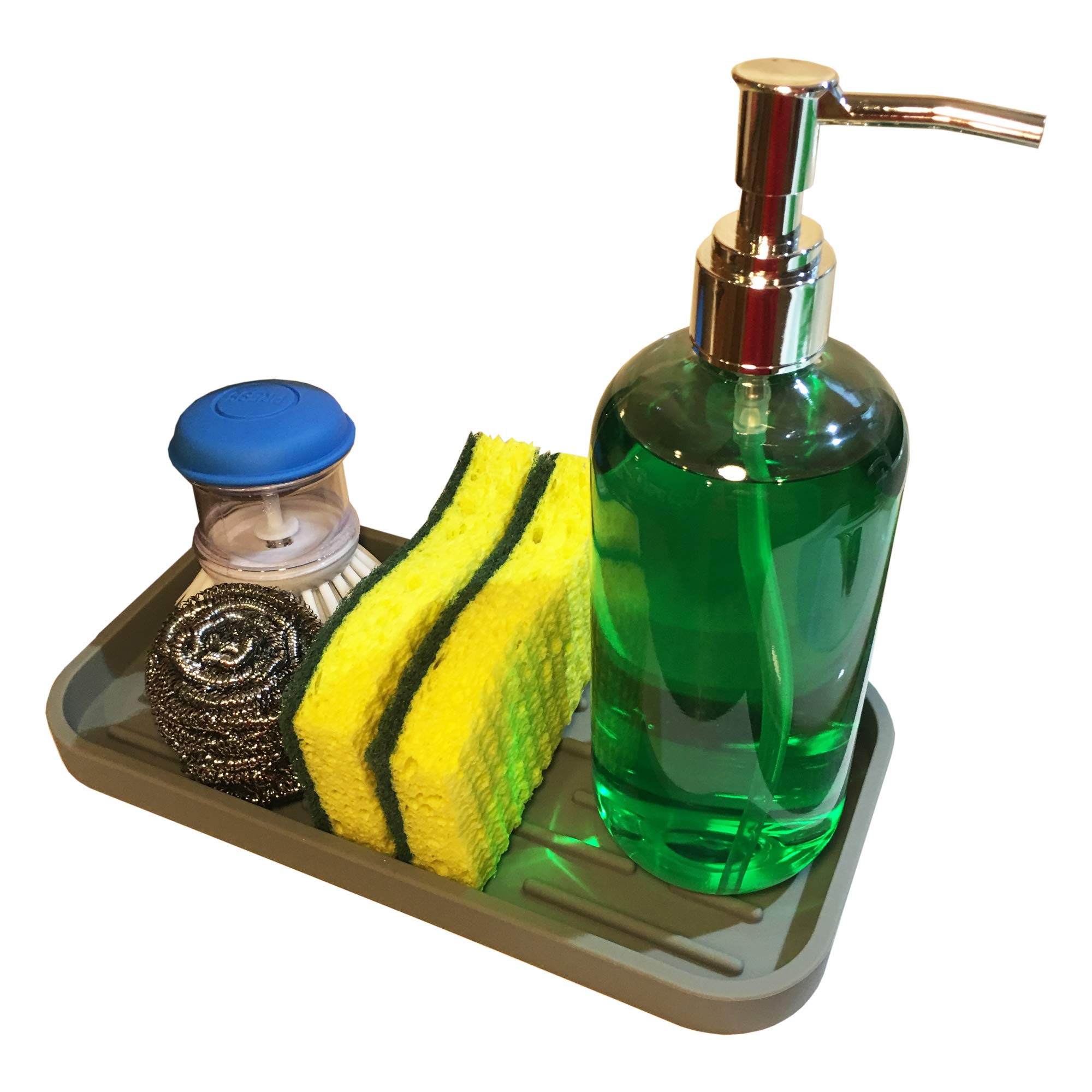 2-Pack Sponge Holder Tray - Durable Kitchen & Bathroom Sink Organizer for Sponges, Soap Dispensers & Toothpaste - Fits Scotch-Brite, Meyers & Colgate - Perfect for Countertop Organization & Small Space Storage