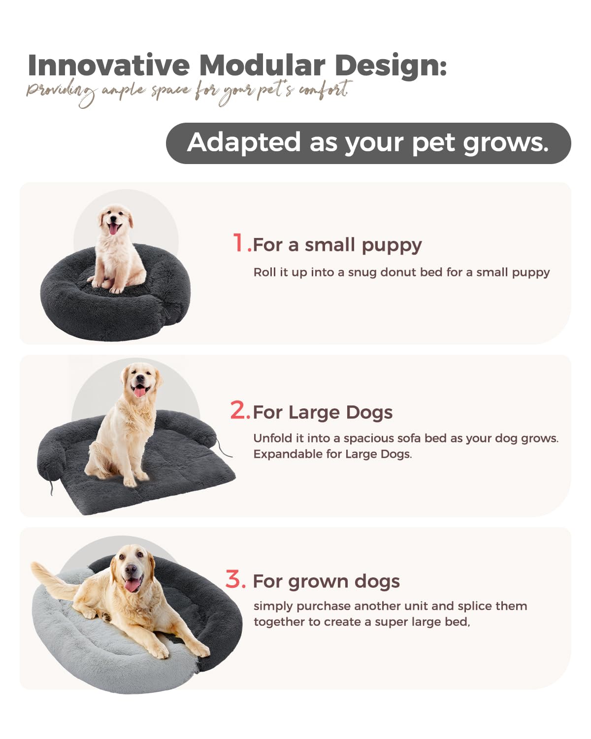 Large Fluffy Dog Bed - Calming Washable Pet Mat for Small Medium & Large Dogs & Cats | Furniture Protector & Couch Cover | Perfect for Home, Office & Travel Use