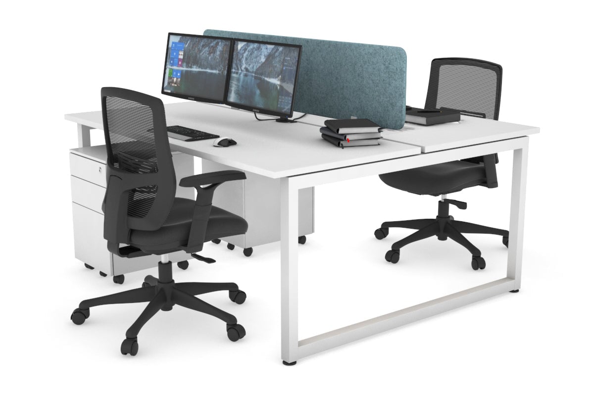Quadro Loop Legs 2 Person Office Workstation - 1400L x 700W Adjustable Standing Desk for Home & Office - Perfect for Collaborative Workspaces & Shared Home Offices
