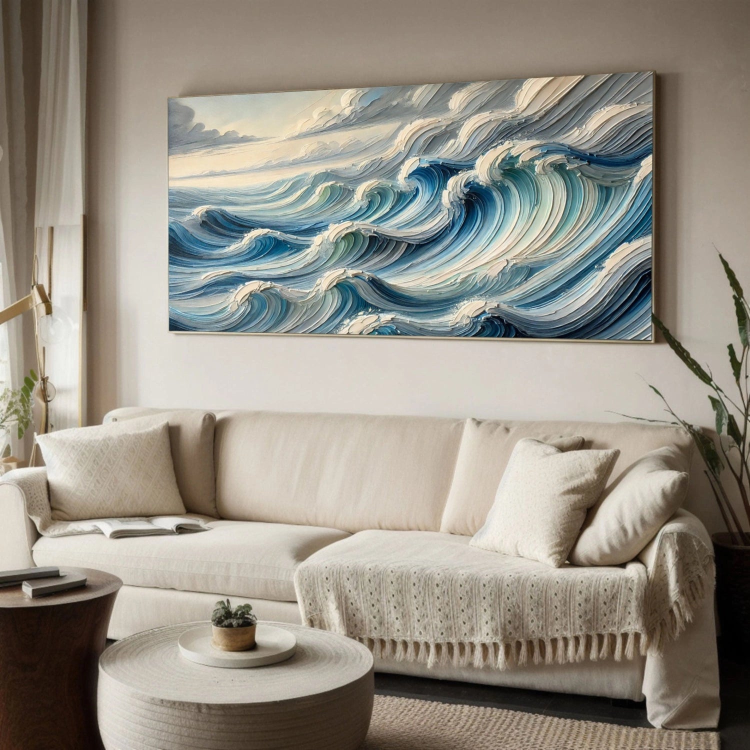 Ocean and Sky Painting #OS 232 - Handmade Canvas Wall Art for Home & Office Decor - Perfect for Living Room, Bedroom or Gift