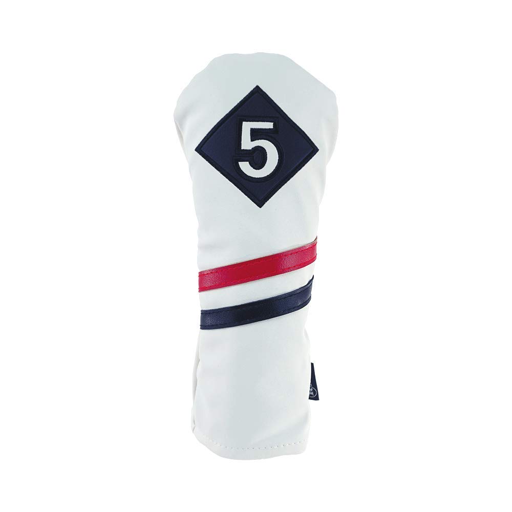 Ram Golf Premium Vintage Style PU Leather Headcovers Set - Retro White for Driver & Fairway Woods (1,3,5) - Perfect for Classic Golf Enthusiasts on the Course