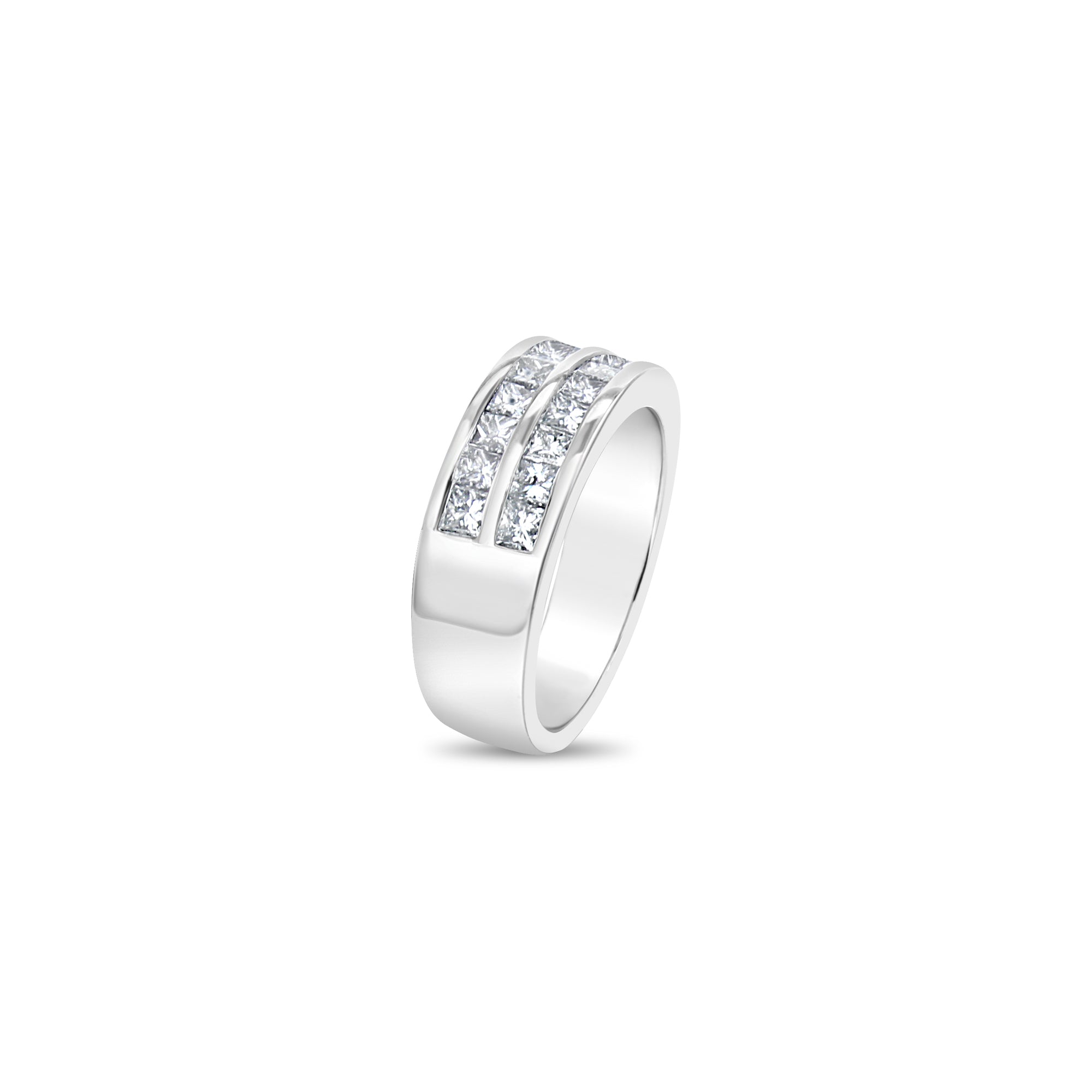 1.75cttw Princess Cut Channel Wedding Band in 14k White Gold – Elegant Bridal Ring for Engagement, Anniversary & Special Occasions