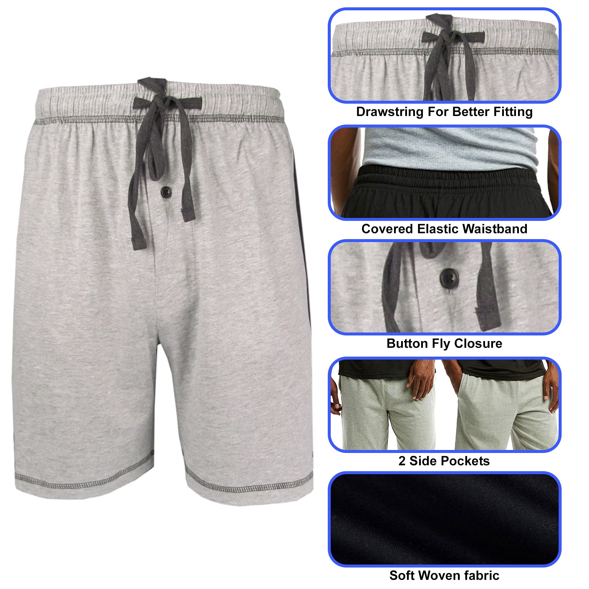 Brave Men's Cotton Super Soft Knit Lounge and Sleep Shorts - Comfortable Pajama Shorts for Relaxing at Home, Lounging & Sleeping | Breathable & Lightweight