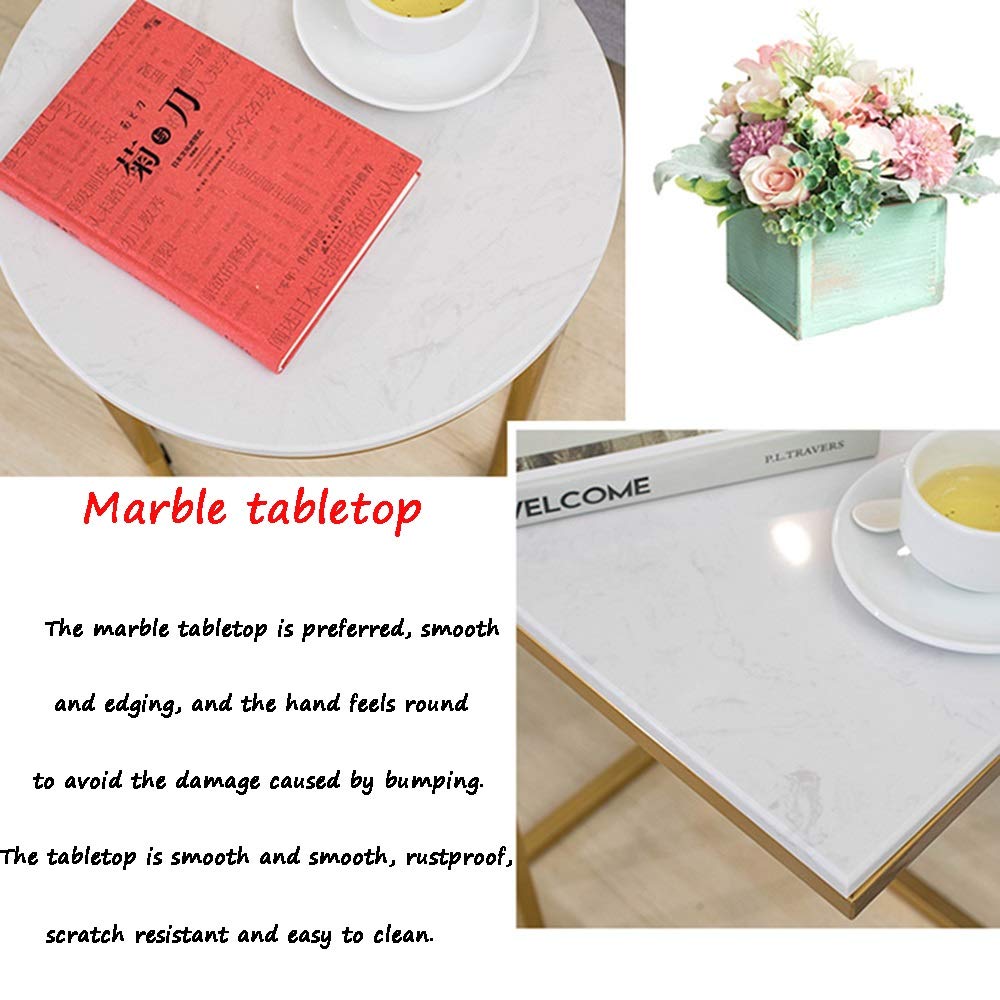 Elegant 2-Tier Marble End Table with Iron Art Frame - Gold Accented Side Table for Living Room, Bedroom & Balcony (16×22 Inch) | Perfect for Tea Storage, Nightstand & Corner Decor