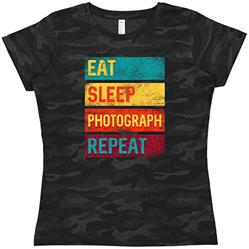 Inktastic Eat Sleep Photograph Repeat Women's T-Shirt - Perfect Gift for Photographers & Photography Lovers - Casual Wear for Everyday & Photo Shoots