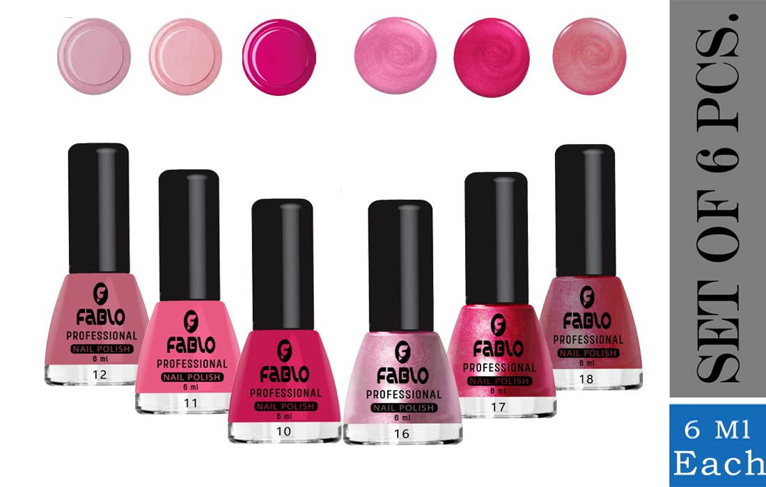 FABLO 6 Colors Nail Polish Set - Long Lasting Gel Nail Paint for Women, Non-Toxic & Quick Dry (A02 Summer-Winter Collection) - Perfect for Manicure, Pedicure, Home & Salon Use