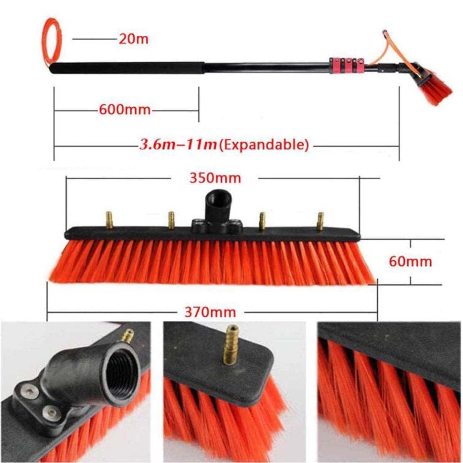 Telescopic Extension Pole Cleaning Kit - 3.6M to 10.8M Adjustable High-Density Alloy Window Cleaning Pole with Rinse Bar & Brush - Professional Window Washer Combo for Indoor/Outdoor Use - Perfect for Cars, High Windows, and Hard-to-Reach Areas (7.2M/24FT) - Ideal for Home Cleaning, Commercial Buildings, and Vehicle Maintenance