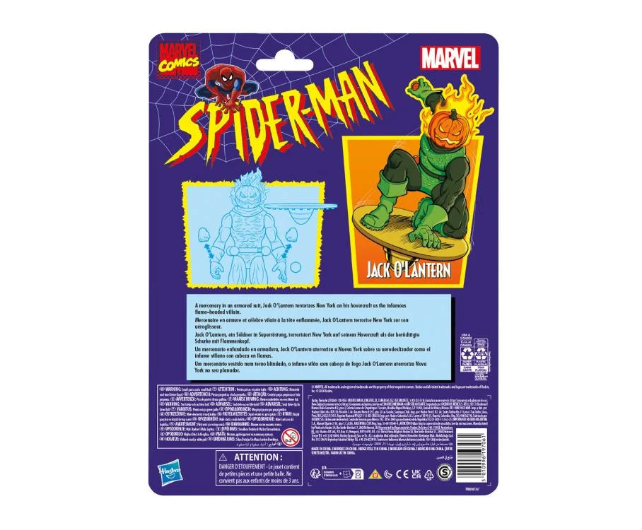 Marvel Legends Spider-Man Retro Card Jack O'Lantern Action Figure - Collectible Toy for Superhero Fans, Perfect for Display & Gift Giving