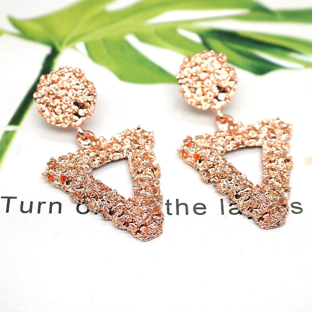 Geometric Hollow Square Dangle Earrings for Women - Large Metal Statement Drop Earrings with Punk Bohemian Textured Design - Perfect for Parties, Weddings, and Boho Fashion Accessories