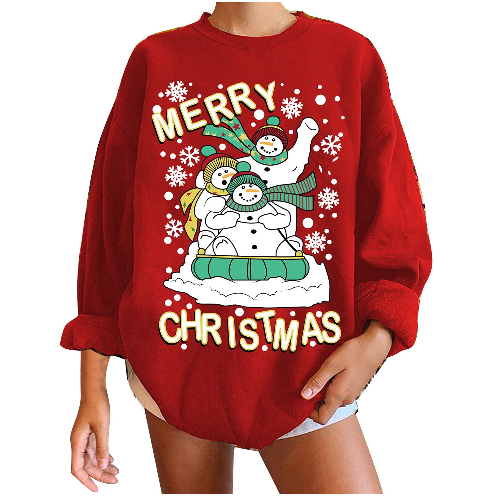 Homlpope Women's Casual Long Sleeve Graphic Crewneck Sweatshirt - Warm Winter Fall Fashion Top for Holiday & Christmas Outfits - Perfect for Casual Wear, Office, Shopping and Weekend Relaxation