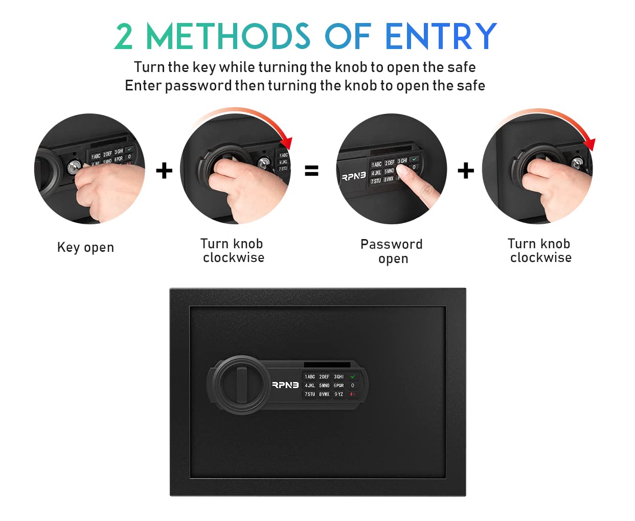 RPNB Deluxe Digital Keypad Safe Box - 0.5 Cubic Feet Steel Alloy Security Safe for Home, Office & Hotel | Secure Storage for Jewelry, Cash & Valuables | Ideal for Business, Travel & Personal Use