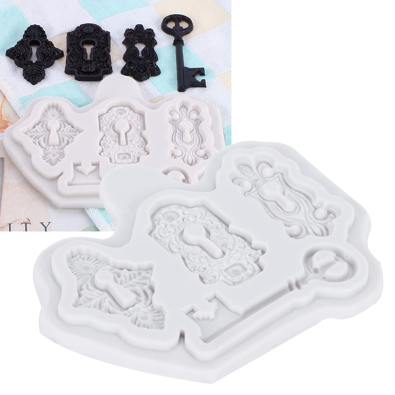 Premium Silicone Cake Keyhole Key Pattern Mold - DIY Fondant Chocolate Baking Decorating Tool for Homemade Cakes (Gray) | Perfect for Birthday, Wedding & Party Dessert Decoration