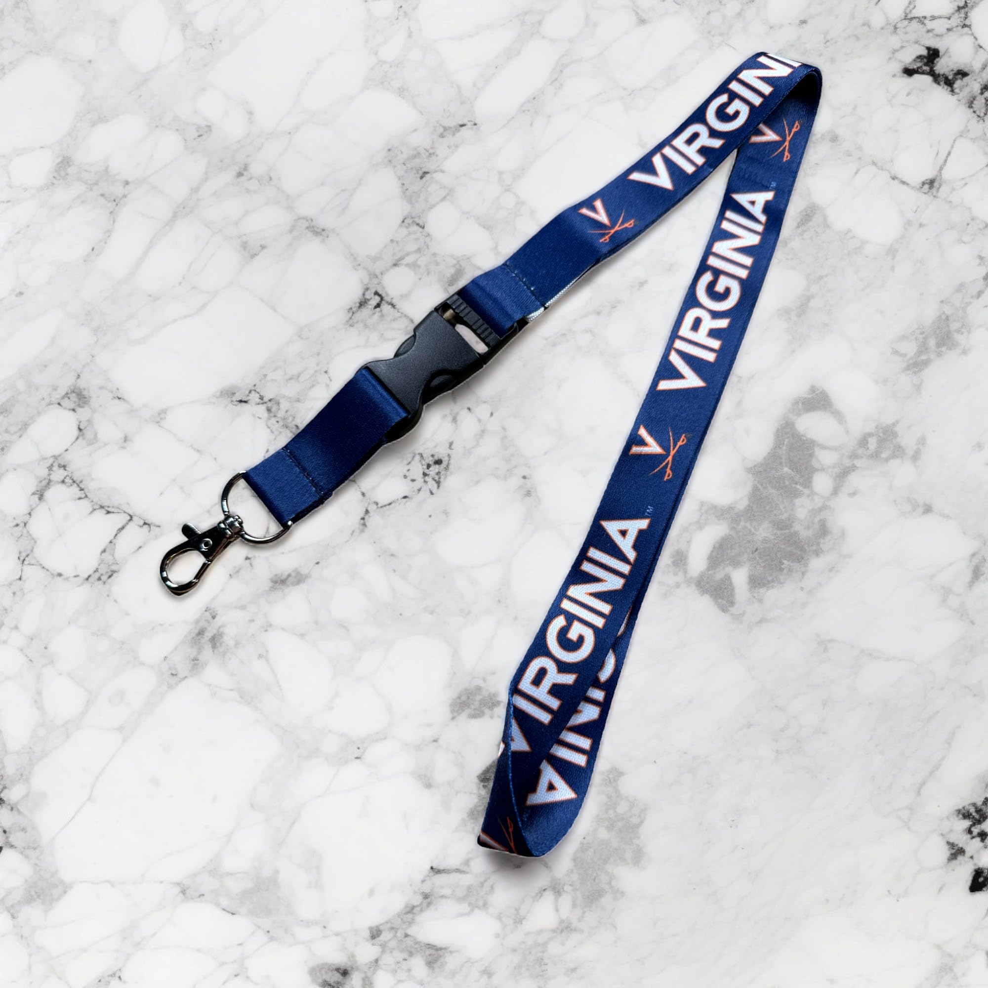 UVA Cavaliers Lanyard - Detachable Breakaway Keychain for ID Badge & Keys (Blue) - Perfect for College Students & Fans
