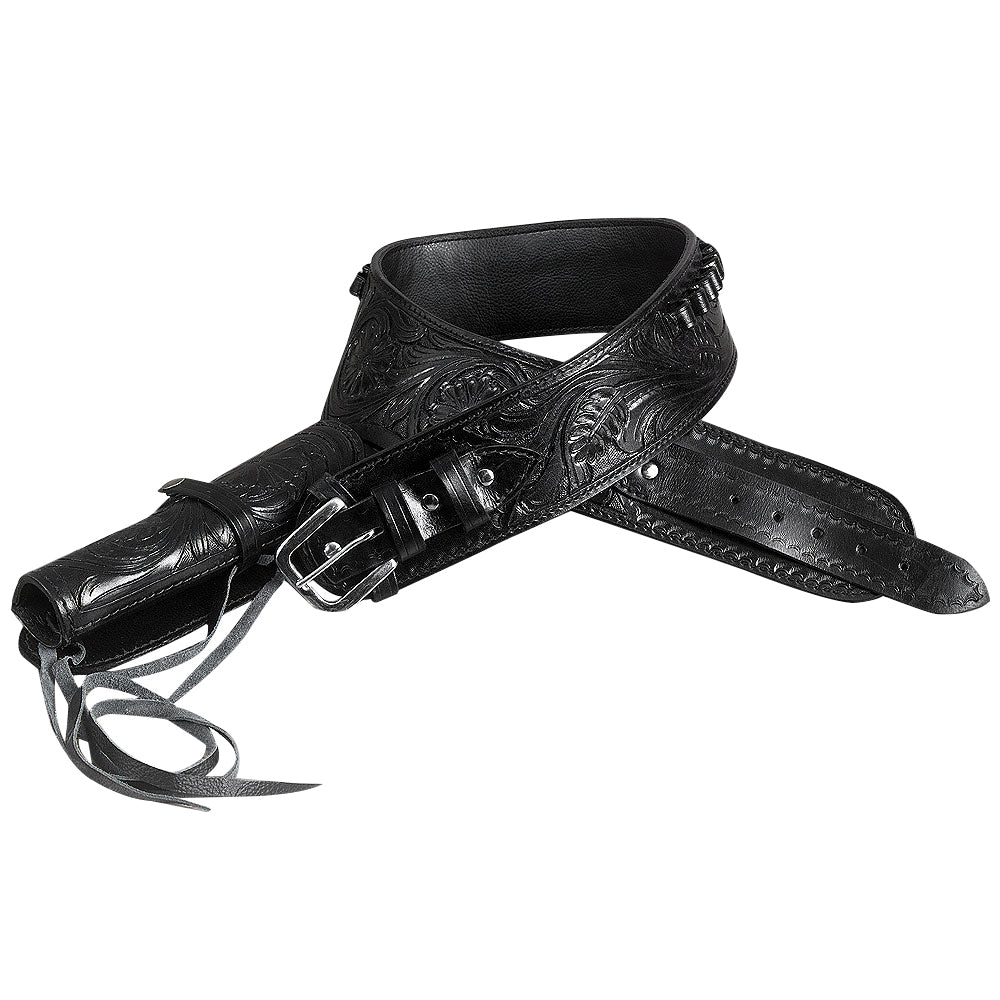 Hilason Western Right Hand Gun Holster Rig for 44/45 Cal - Premium Leather Cowboy Holster for Revolvers | Perfect for Cowboy Action Shooting, Reenactments & Western Style Outfits