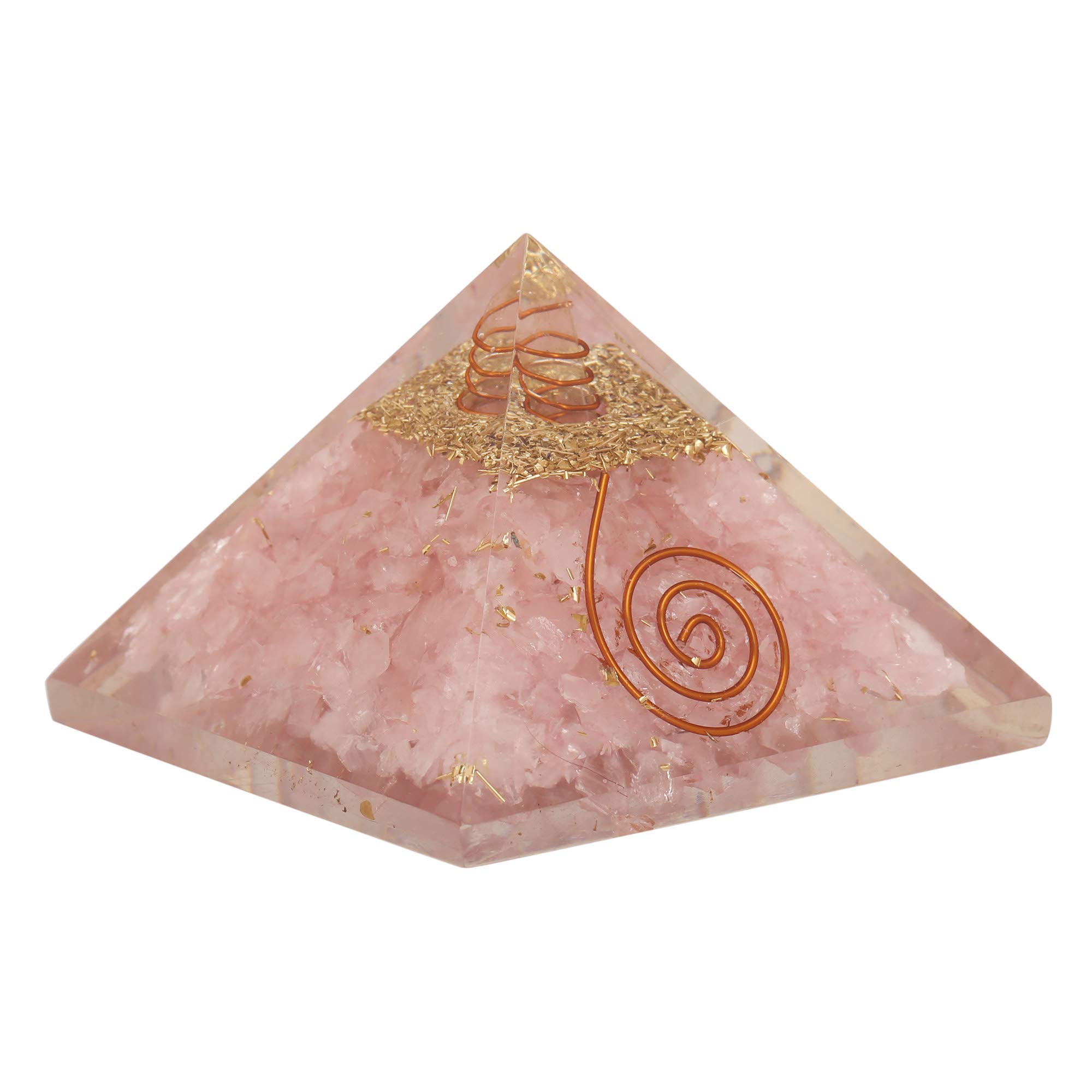Rose Quartz Orgone Pyramid - EMF Protection & Healing Crystal for Home, Office, Meditation | Energy Generator for Positive Vibes & Stress Relief