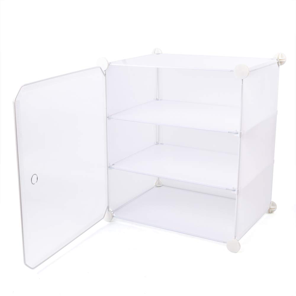 LOYALHEARTDY Plastic Shoe Storage Cabinet with Clear Doors - Stackable Shoe Organizer Holds 72 Pairs, White - Perfect for Closet, Bedroom & Entryway Organization