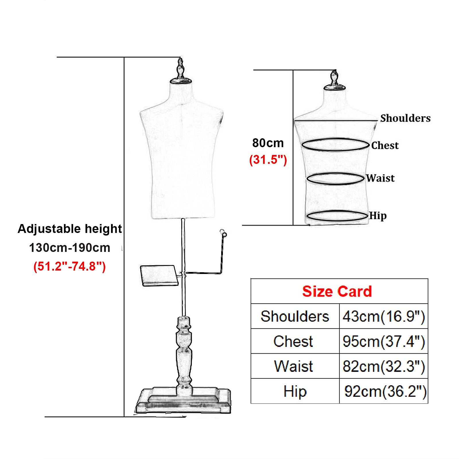 Adjustable Beige Male Mannequin Torso with Removable Pants & Shoe Stand - Half Body Display Dummy for Men's Casual Clothing - Perfect for Retail Stores, Boutique Window Displays & Fashion Photography