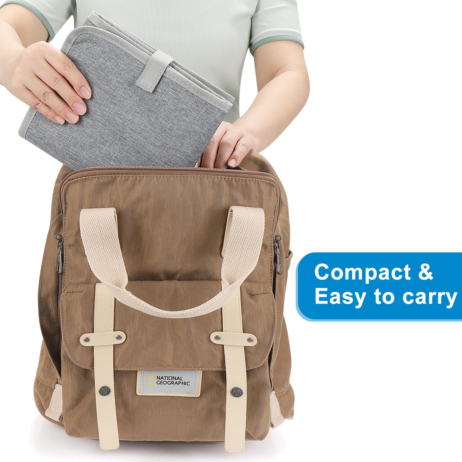Accmor Portable Waterproof Baby Changing Pad - Grey | Travel Diaper Changing Mat for On-the-Go Parents | Perfect for Nursery, Car, Stroller & Diaper Bag