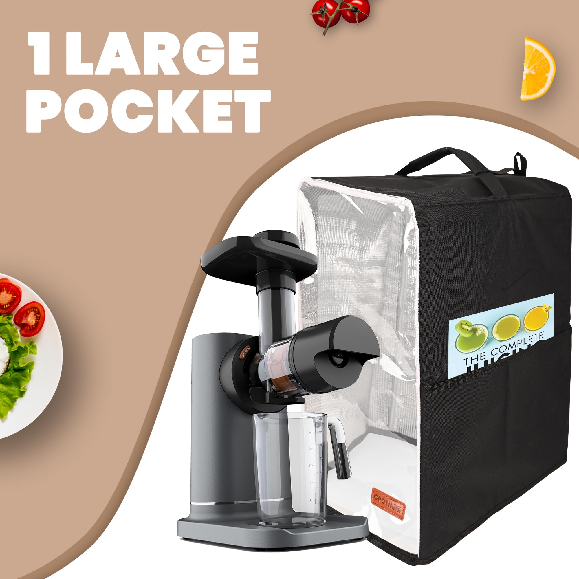 Ninja JC151 Juicer Dust Cover - Black NeverClog Cold Press Juicer Compatible Dust Protector with Hanging Strap | Perfect for Kitchen Countertop Storage & Travel Use