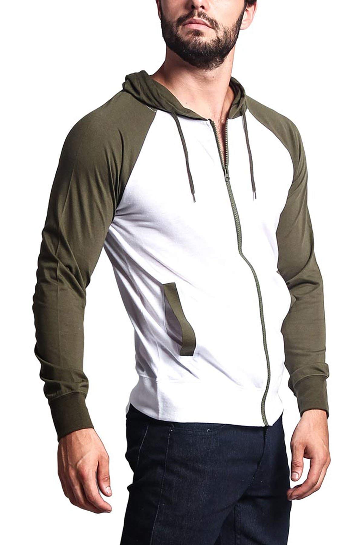 Victorious Men's Lightweight Zip-Up Hoodie Sweatshirt - Comfortable Raglan Sleeve Pullover for Casual Wear, Gym & Outdoor Activities