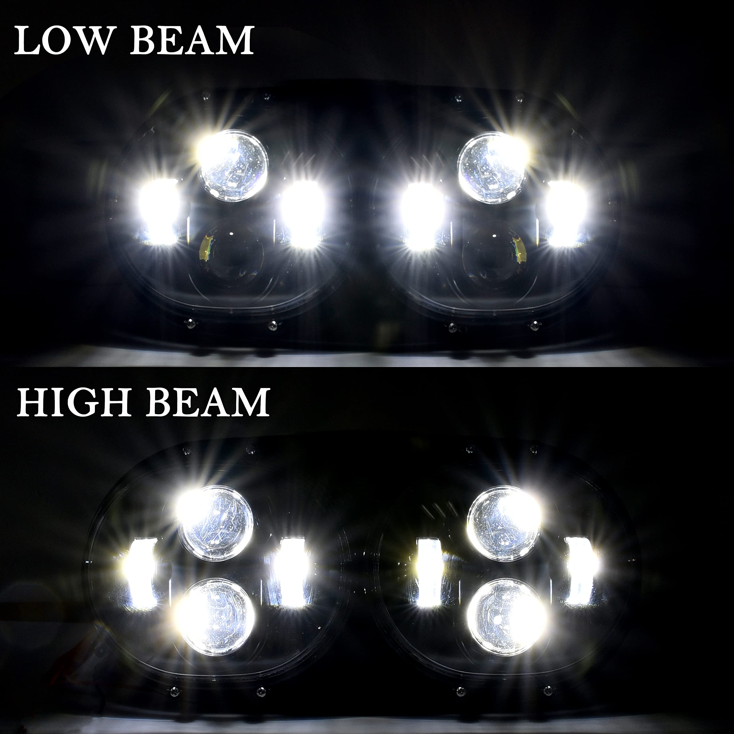 High-Performance Dual LED Headlight Kit for Harley Road Glide 2004-2013 - Bright H4 LED Headlamp with High/Low Beam - Direct Replacement for Road Glide 04-13 Models - Perfect for Night Riding & Enhanced Visibility