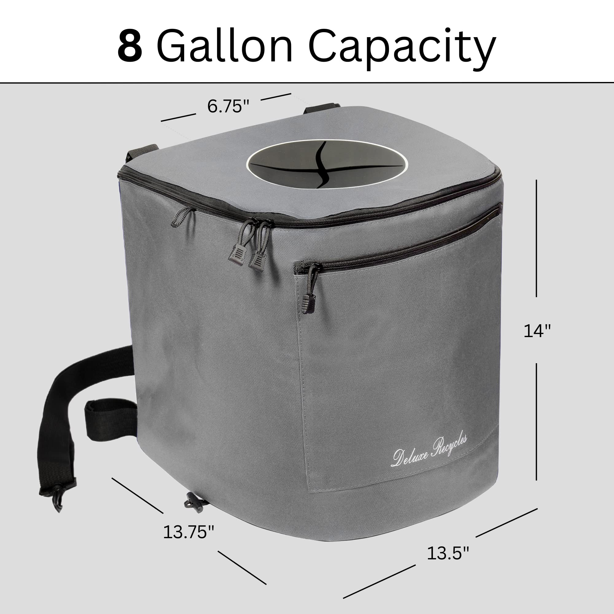 Collapsible 8 Gallon Portable Trash Can for Boating, Camping, Kayaking & Fishing - Durable Waterproof Waste Bin with Inner Liner - Essential Boat, Beach & Hiking Accessories (Grey) | Perfect for Outdoor Adventures, Marine Use & RV Trips