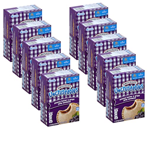 Smucker's Uncrustables Peanut Butter & Grape Jelly Sandwiches - 10 Pack | No High Fructose Corn Syrup, Non-GMO, 6g Protein per Sandwich | Perfect for School Lunches, Snacks & On-the-Go Meals
