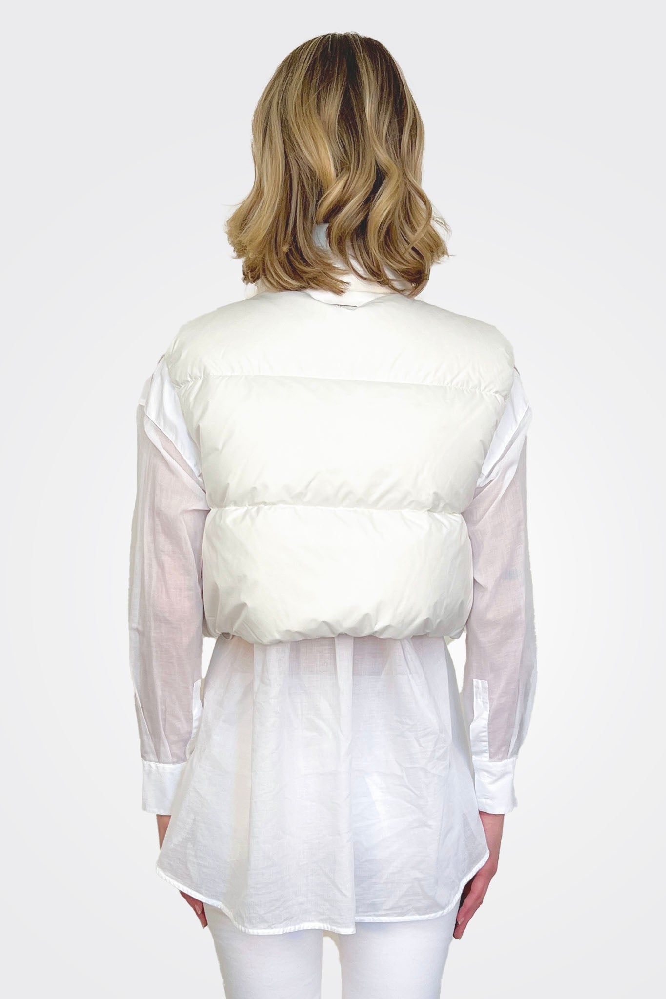 Women's Cropped Puffer Vest Jacket - Off White | Lightweight Quilted Winter Vest for Outdoor Activities & Casual Wear