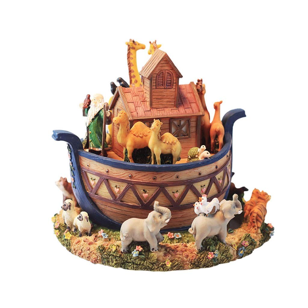 Teri Resin Musical Box - Animal Noah's Ark Rotating Music Box with Melody, Perfect Gift for Kids Birthday, Children's Day, Christmas & Valentine's Day (Color A) - Nursery Decor, Baby Shower Present, Collectible Keepsake