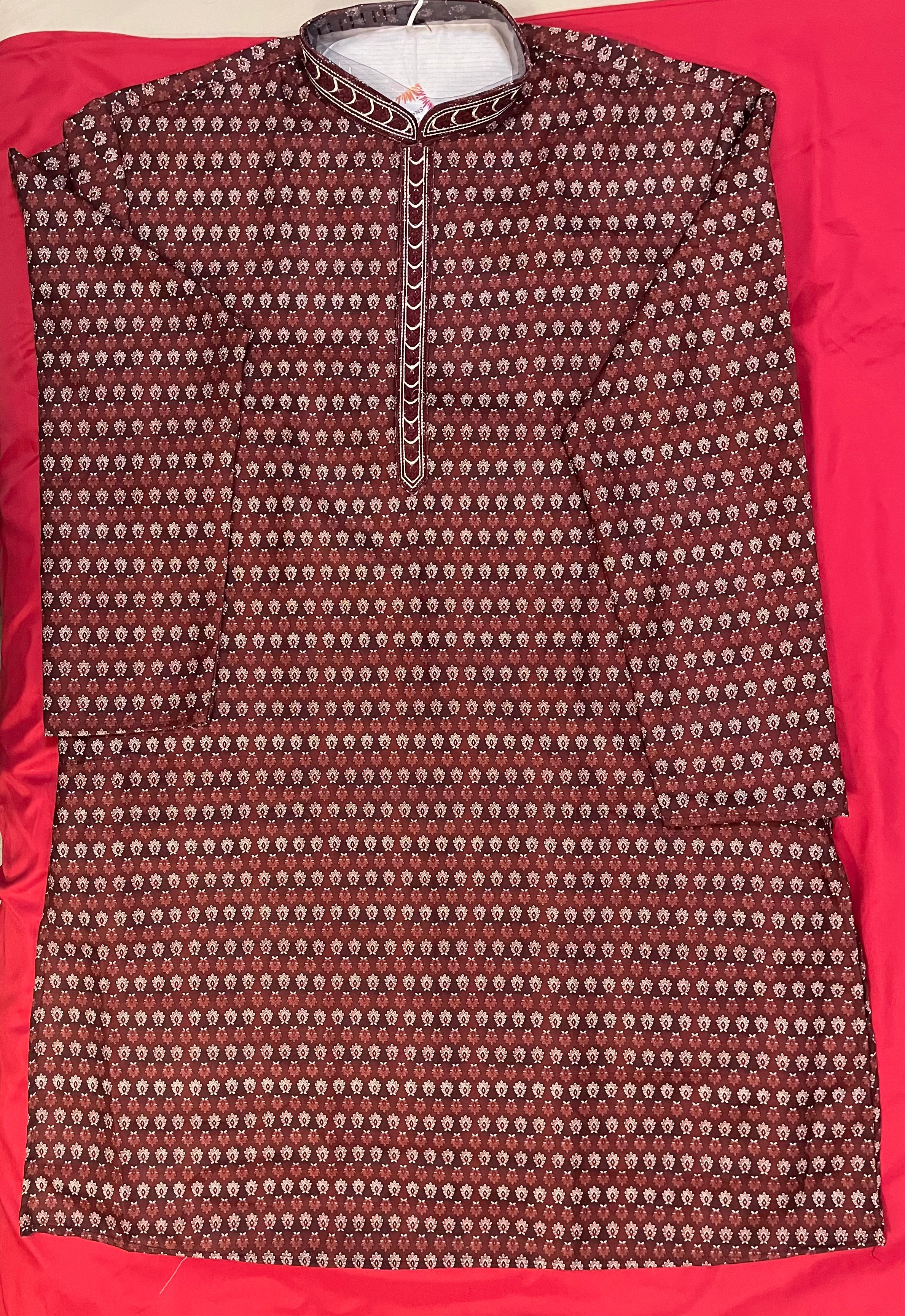Stylish Maroon Embroidered Kurta Pajama Set for Men - Traditional Indian Ethnic Wear for Weddings, Festivals & Special Occasions