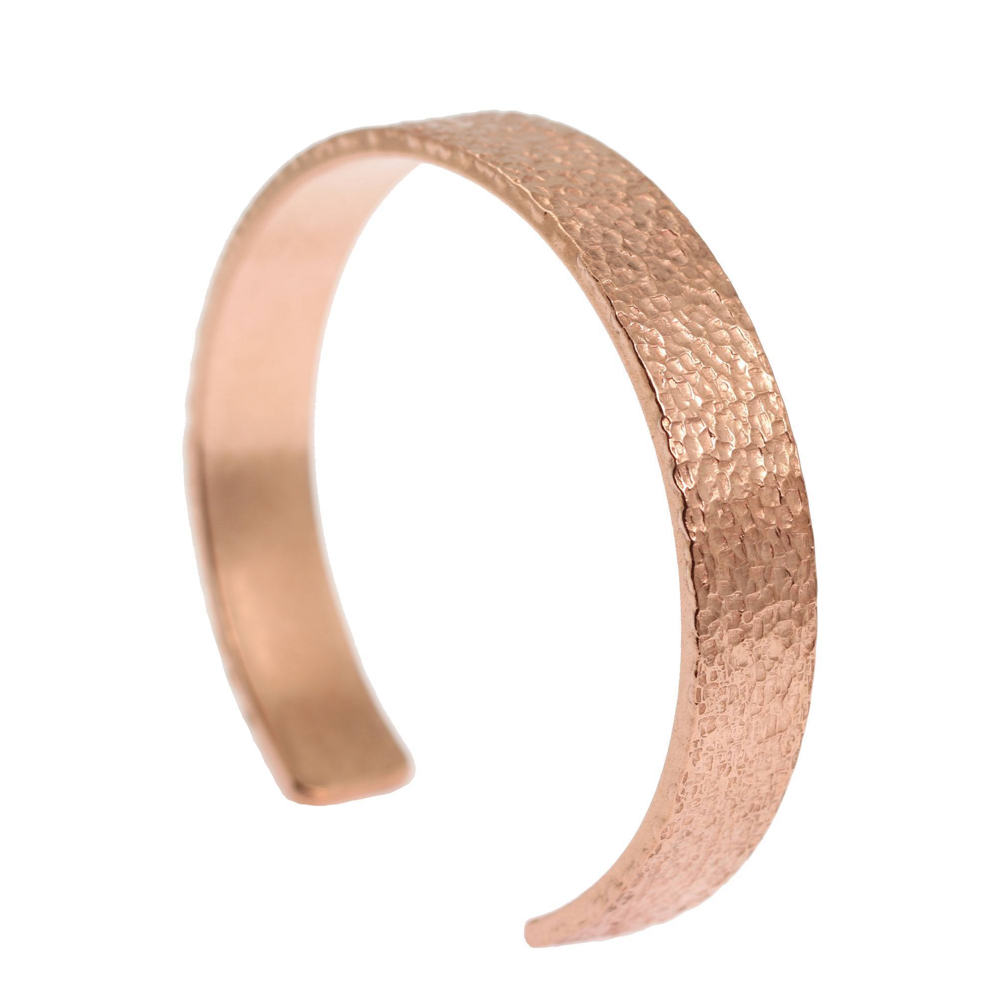 10mm Wide Textured Copper Cuff Bracelet for Women - Solid Handmade Hammered Bangle - Boho Jewelry Gift for Birthday, Anniversary & Everyday Wear