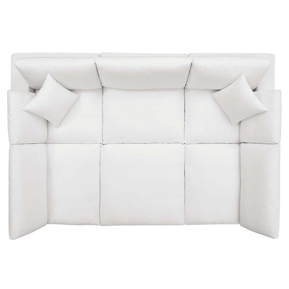Modway Commix 6-Piece Modern Fabric Overstuffed Sectional Sofa Set in Pure White - Contemporary Living Room Furniture for Home Theater & Family Gatherings