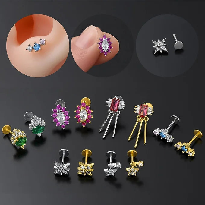 20G Color CZ Flat Back Stud Push Pin Earrings for Women | Hypoallergenic Fashion Jewelry | Perfect for Parties, Weddings & Daily Wear | CD060