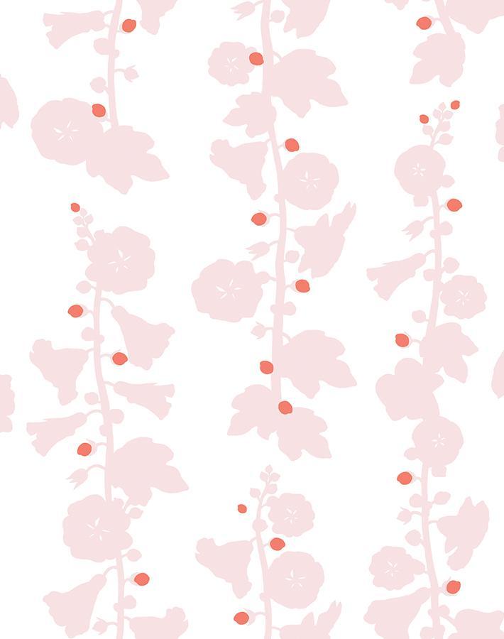 Clare V. Shell 'Hollyhock' Wallpaper - Floral Peel and Stick Wallpaper for Bedroom, Living Room, or Nursery Decor