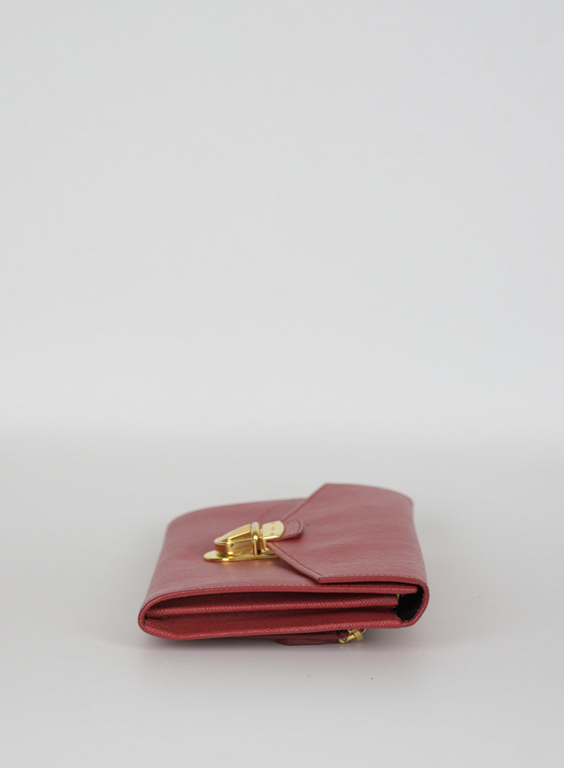 Prada Saffiano Leather Pochette Handbag in Red - Elegant Clutch for Women, Perfect for Parties, Weddings & Evening Events