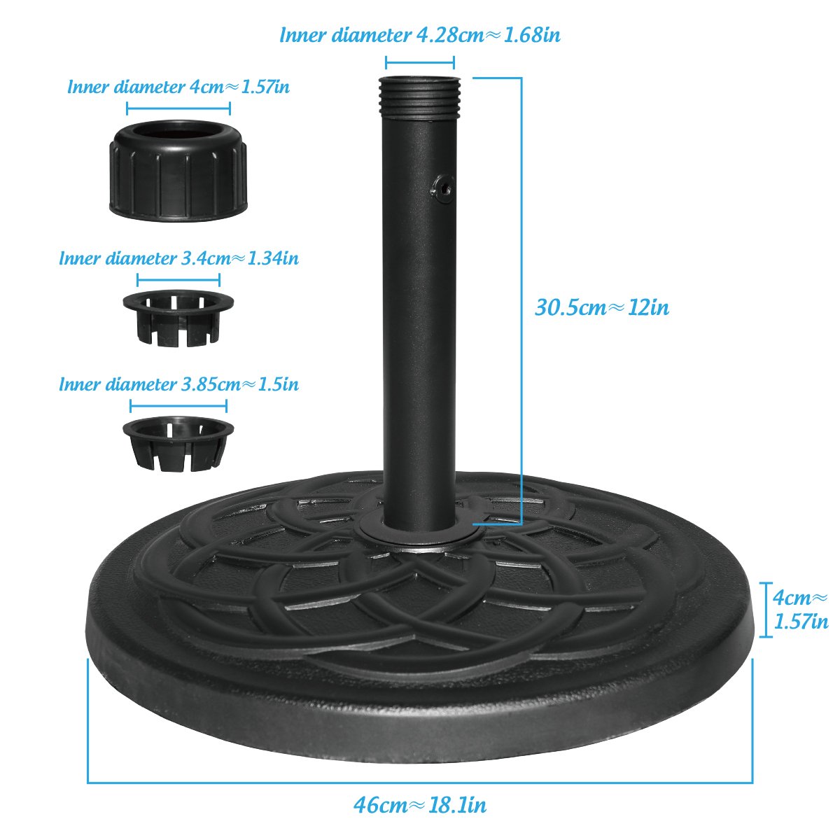 Heavy Duty 27LBS Resin Umbrella Base Stand for Outdoor Market Umbrellas - Durable Patio Umbrella Holder for Garden, Beach, Poolside & Backyard - Weather-Resistant Black Base (Perfect for BBQs, Picnics & Outdoor Dining)