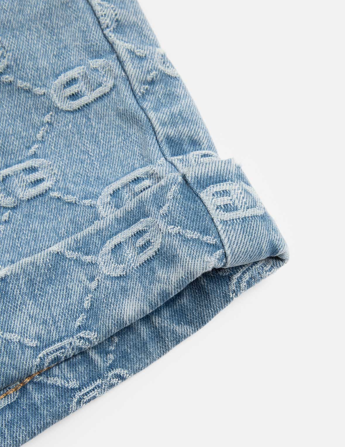 Pink Diamond Ironing Seagull Allover Logo Loose Fit Denim Shorts for Women - Comfortable Casual Summer Shorts for Beach, Streetwear and Everyday Outfits
